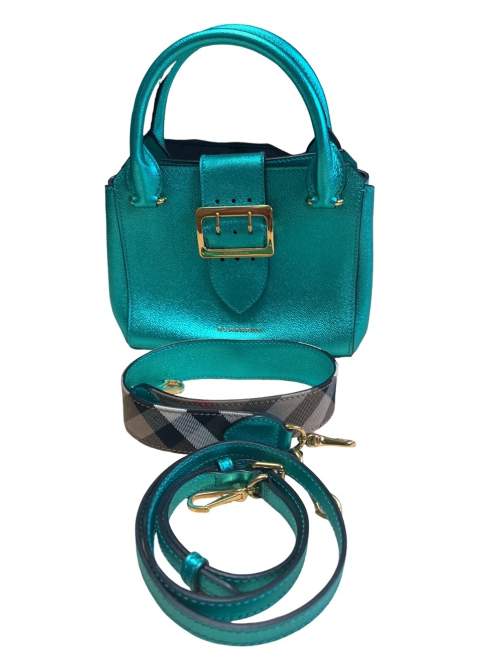 Burberry Gold Buckle Small Tote Metallic